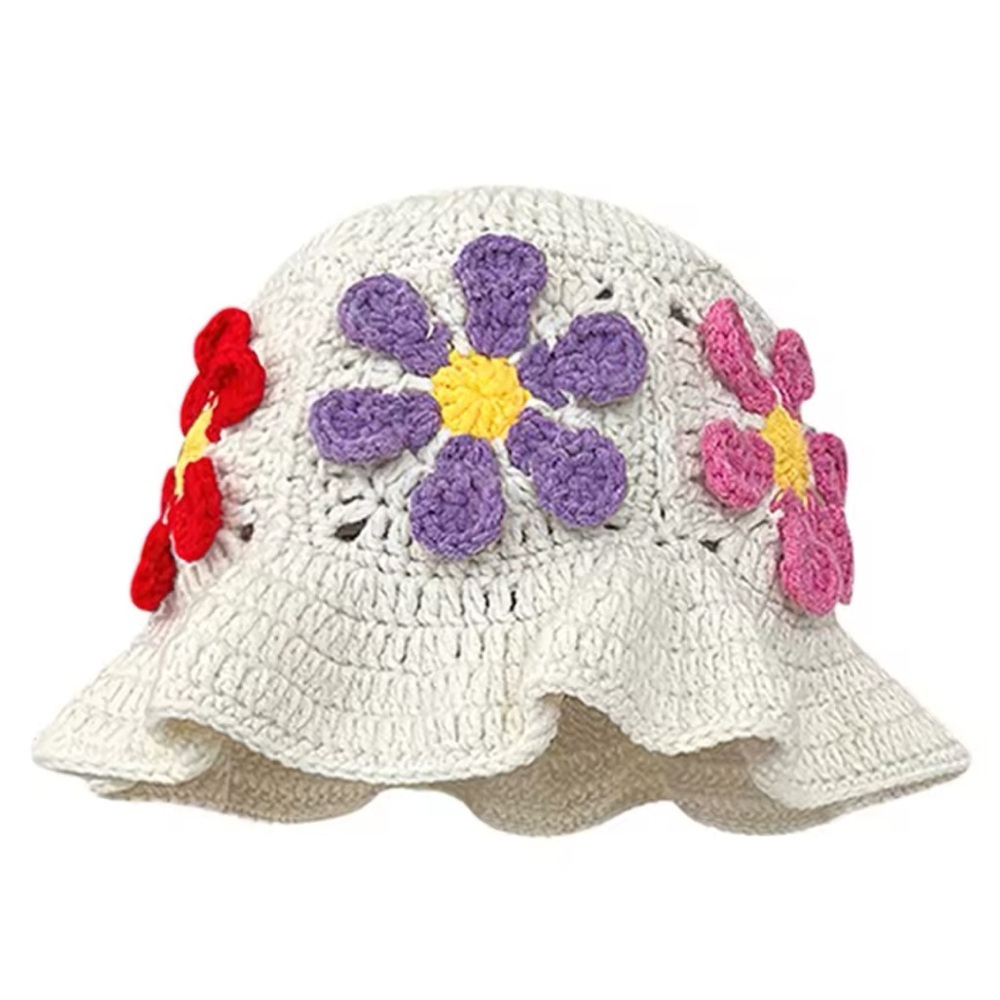Crochet Hat Sunflower Design Chic Handmade with Floral Accents